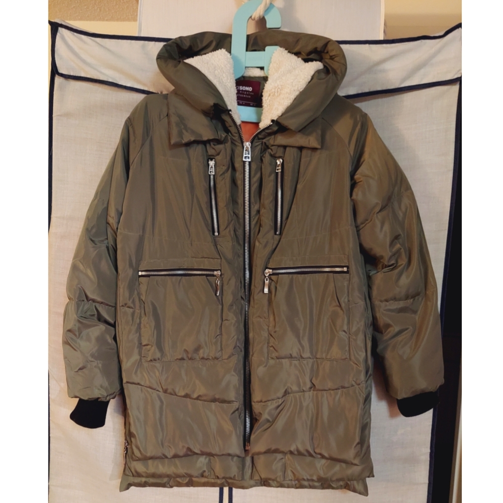 Ci Sono Green Puffer Jacket Coat